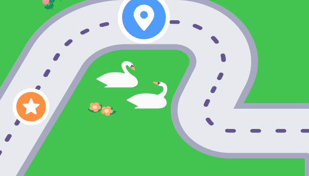 Group virtual race illustration with combined distance along a route