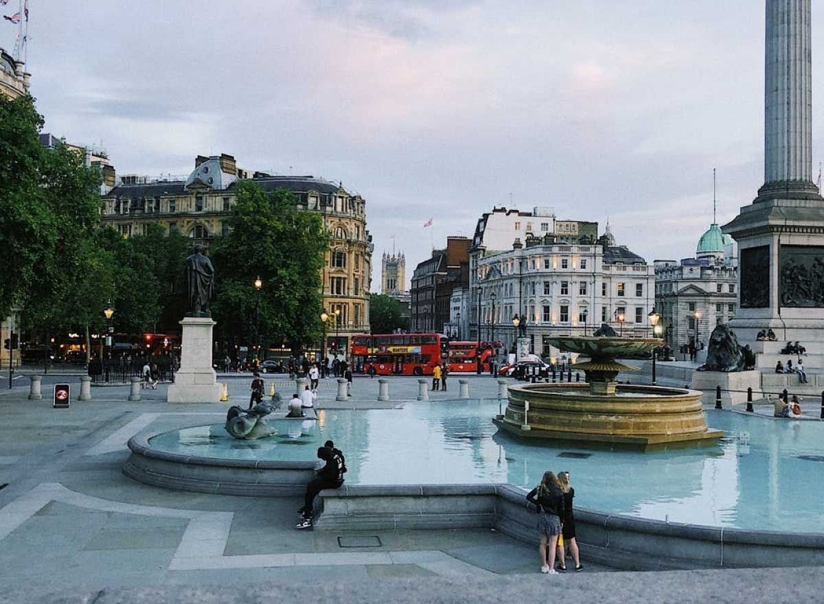 view of trafalgar square in london